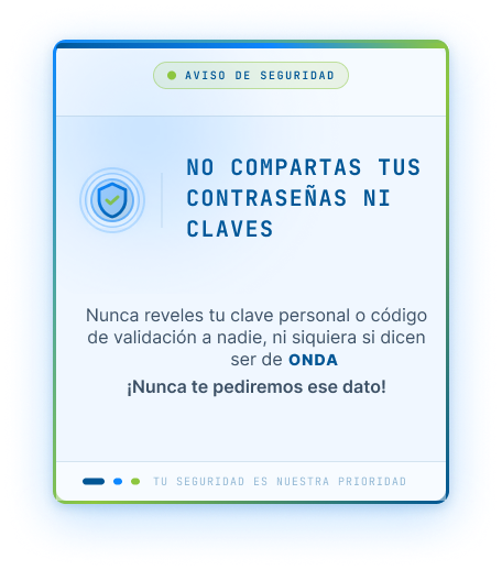 Aviso de seguridad sobre claves y códigos de validación.
