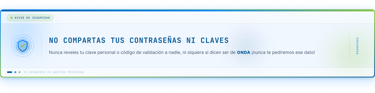Aviso de seguridad sobre claves y códigos de validación.